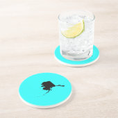 Dessous De Verre En Grès Alaska en Noir et Aqua (Côté)