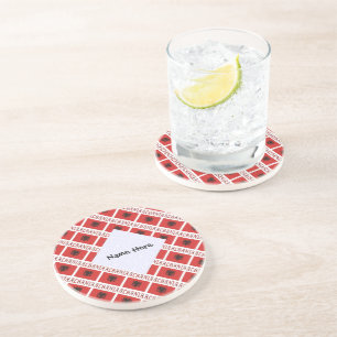 Dessous De Verre En Grès Albanais Drapeau Albanais Personnalisé en Carreaux