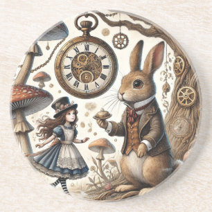 Dessous De Verre En Grès Alice au pays des merveilles Thé Art lapin blanc