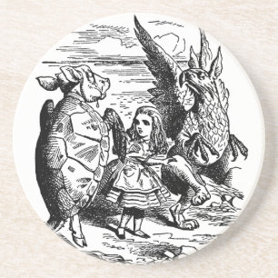 Dessous De Verre En Grès Alice au pays des merveilles vintage, Gryphon, Fau