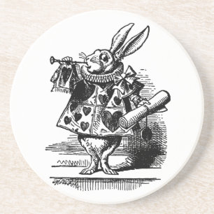 Dessous De Verre En Grès Alice au pays des merveilles vintage Lapin Blanc e