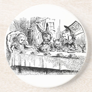 Dessous De Verre En Grès Alice au pays des merveilles vintage, scène de thé