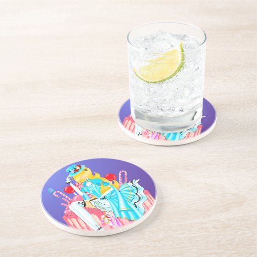 Dessous De Verre En Grès Alice sur le gâteau d'anniversaire (Côté)