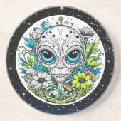 Dessous De Verre En Grès Alien extraterrestre en fleurs (Devant)