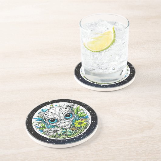 Dessous De Verre En Grès Alien extraterrestre en fleurs (Côté)