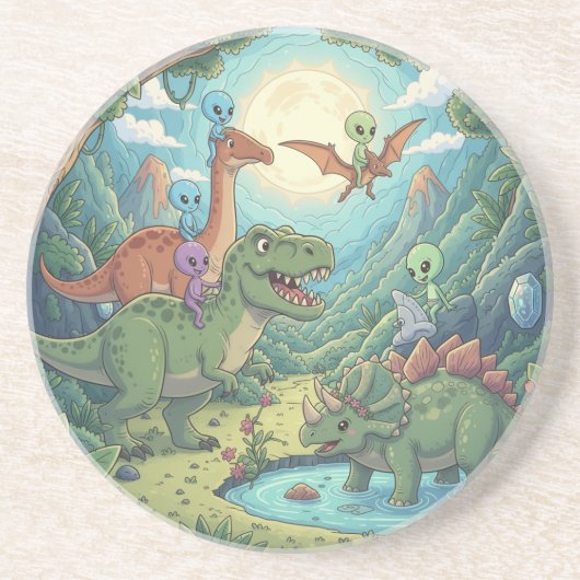 Dessous De Verre En Grès Aliens and Dinosaurs Adventure (Devant)