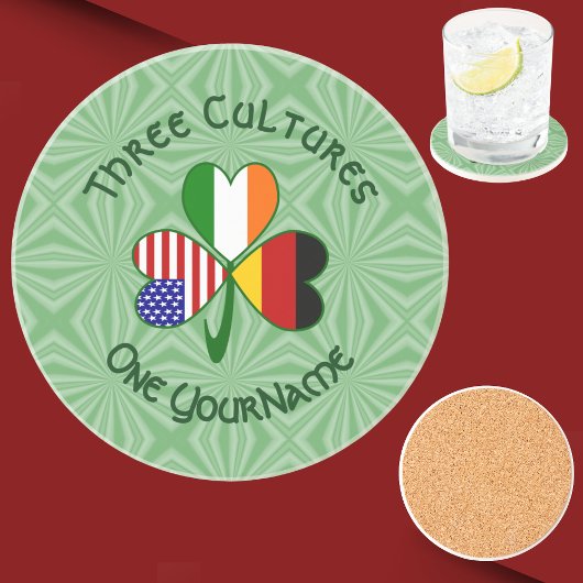 Dessous De Verre En Grès Allemand Irlandais Shamrock américain drapeaux Per