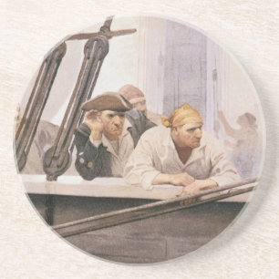 Dessous De Verre En Grès Alliance de Brig de Pirates vintages dans un broui