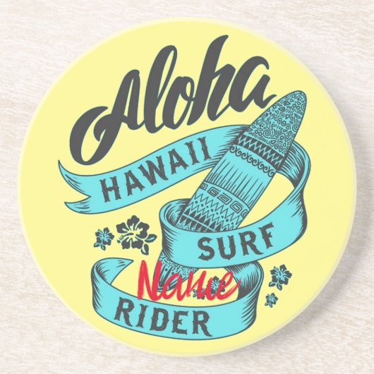 Dessous De Verre En Grès Aloha Hawaii Surf Rider Thunder_Cove (Devant)