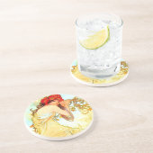 Dessous De Verre En Grès Alphonse Mucha Art Nouveau Été (Côté)