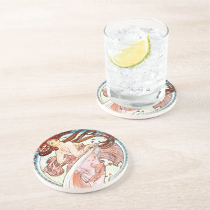 Dessous De Verre En Grès Alphonse Mucha Dance