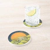 Dessous De Verre En Grès AMATÉRASU, GODDESS SOLEIL, vert jaune noir (Côté)