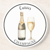 Dessous De Verre En Grès Amateur de Prosecco Champagne Nom Pierre (Devant)