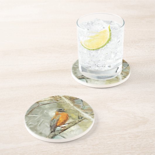 Dessous De Verre En Grès Américain Robin dans un impressionisme d'abrégé (Côté)