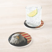 Dessous De Verre En Grès American Bald Eagle on Grunge Flag (Côté)