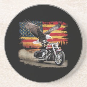 Dessous De Verre En Grès American Flag Mocycle Tshirt USA Flag Bike Ret