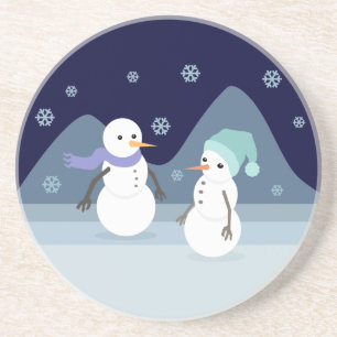 Dessous De Verre En Grès Amis de bonhomme de neige