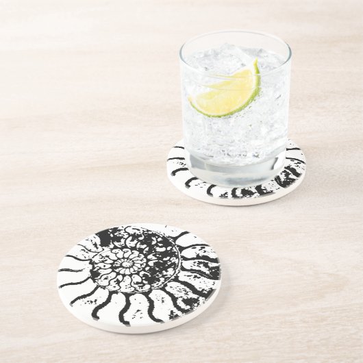 DESSOUS DE VERRE EN GRÈS AMMONITE (Côté)