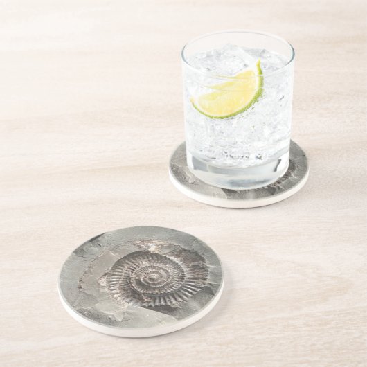 Dessous De Verre En Grès Ammonite de Dactylioceras dans la roche (Côté)