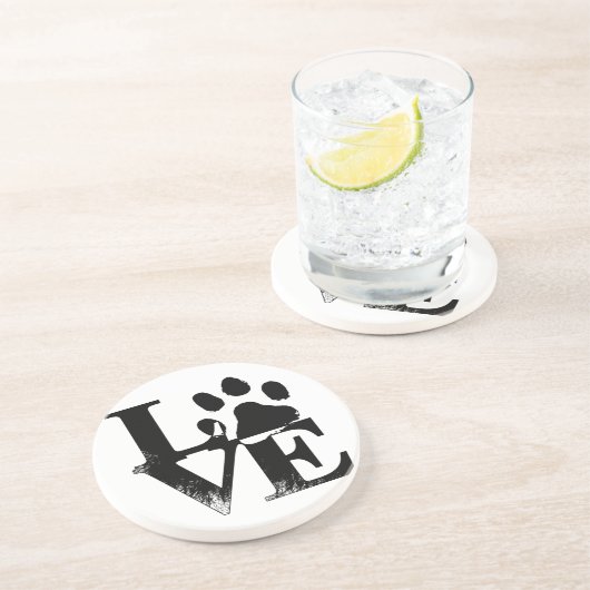 Dessous De Verre En Grès AMOUR avec la patte (Côté)