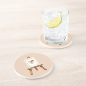 Dessous De Verre En Grès Amour d'art de cœur de crème (Côté)