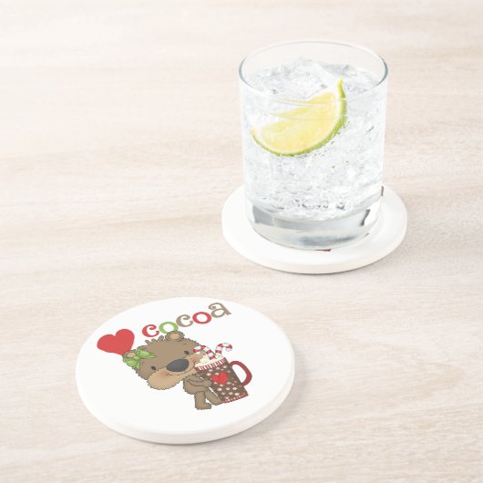 Dessous De Verre En Grès Amour de cacao d'ours de fille (Côté)