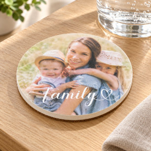 Dessous De Verre En Grès Amour de famille Écriture blanche Photo personnali