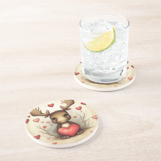 Dessous De Verre En Grès Amour de l'orignal 1 (Côté)