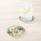 Dessous De Verre En Grès Amour des oiseaux 3 (Côté)