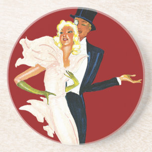 Dessous De Verre En Grès Amour et romance vintage, couple de mariage modern