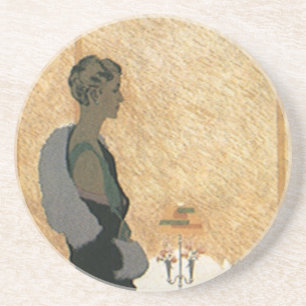 Dessous De Verre En Grès Amour et romance vintage, dîner élégant de couple