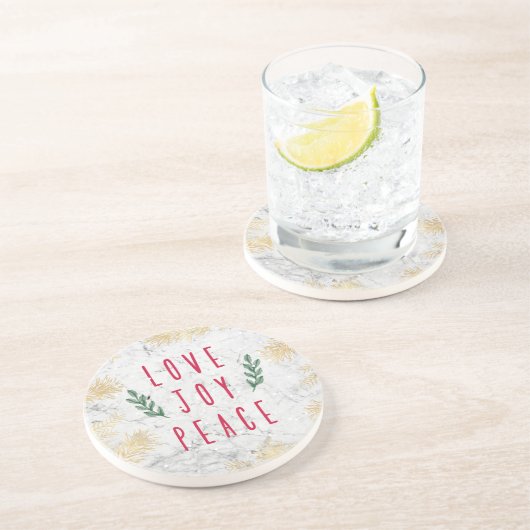 Dessous De Verre En Grès Amour, Joie & Paix, Cadeau de Noël (Côté)