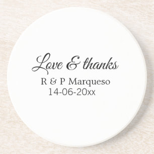 Dessous De Verre En Grès Amour & merci ajouter nom du couple mariage ajoute