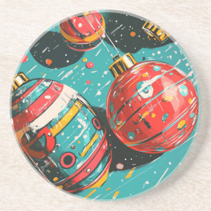 Dessous De Verre En Grès Ampoules de Noël rétro Vintage