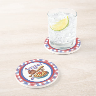 Dessous De Verre En Grès Amusant américain comme Baseball & Pomme Pie