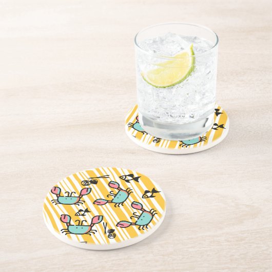 Dessous De Verre En Grès Amusant crabe de mer poisson  (Côté)