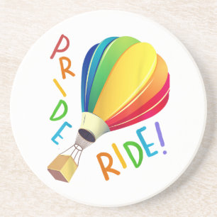 Dessous De Verre En Grès Amusant Gay pride Hot Air Balloon Rainbow Ride Gay
