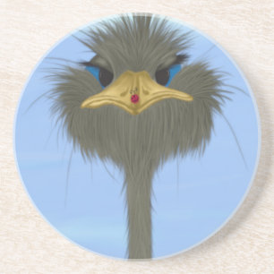 Dessous De Verre En Grès Amusant Ostrich George Et Mignonne Ladybug