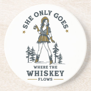 Dessous De Verre En Grès Amusante cowgirl western vintage amatrice de whisk