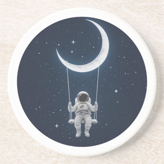 Dessous De Verre En Grès Amusement dans l'espace - Un astronaute se balade  (Devant)