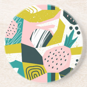 Dessous De Verre En Grès Ananas Abstrait : Patchwork coloré sans fil