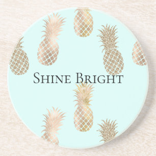 Dessous De Verre En Grès Ananas Chic Mint Gold Glam