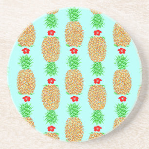Dessous De Verre En Grès Ananas de Noël tropical chaud Noël sur Bl clair