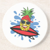 Dessous De Verre En Grès Ananas de surf drôle (Devant)