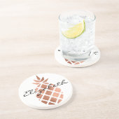 Dessous De Verre En Grès Ananas en feuille d'or rose (Côté)