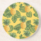 Dessous De Verre En Grès Ananas et Feuilles tropicaux en or (Devant)