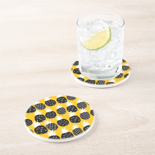 Dessous De Verre En Grès Ananas noir (Côté)