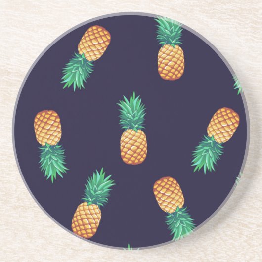 Dessous De Verre En Grès Ananas sur la marine (Devant)