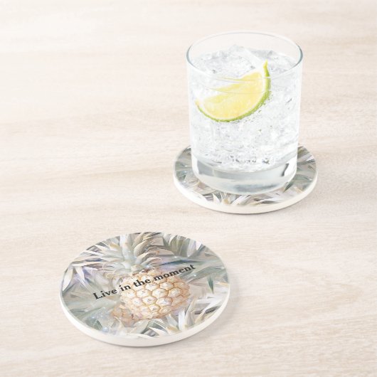 Dessous De Verre En Grès Ananas Tropical Cream Gold (Côté)