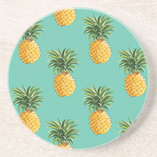 Dessous De Verre En Grès Ananas tropicaux sur Teal